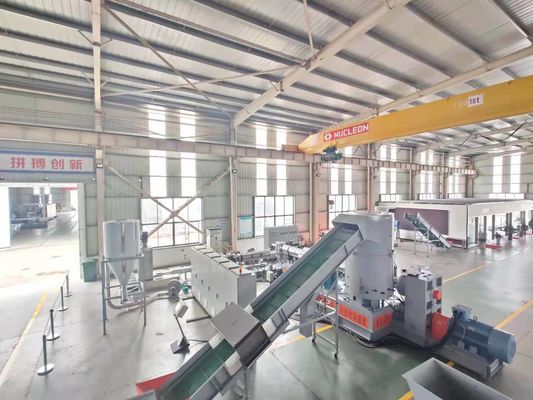 LDPE BOPP Plastik Film Daur Ulang Tiga Mesin Garis Pelletizing Terintegrasi