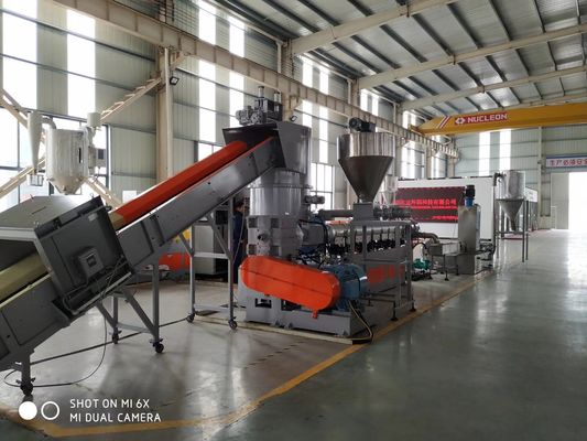 PE PP Industri Pertanian Film Daur Ulang Granulator dengan Compactor Pelletizing Line